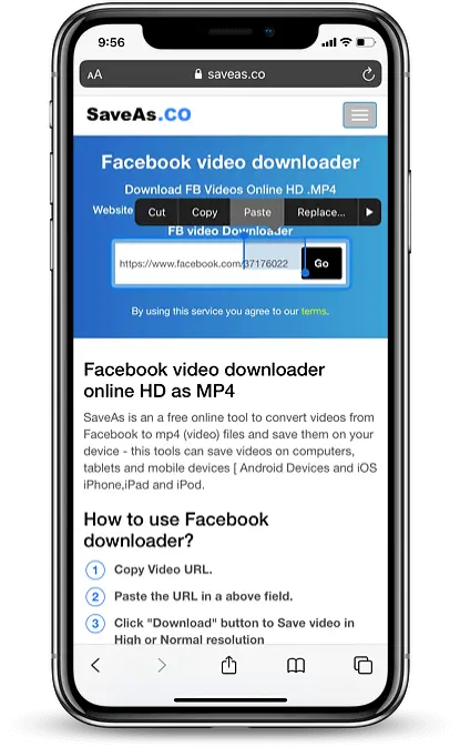 Facebook video download step 3